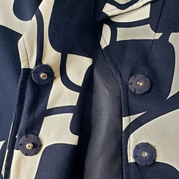 INC Abstract Geometric Bold Artsy Mod Pop-Art Chic Trench Style Belted Jacket M - Picture 8 of 13